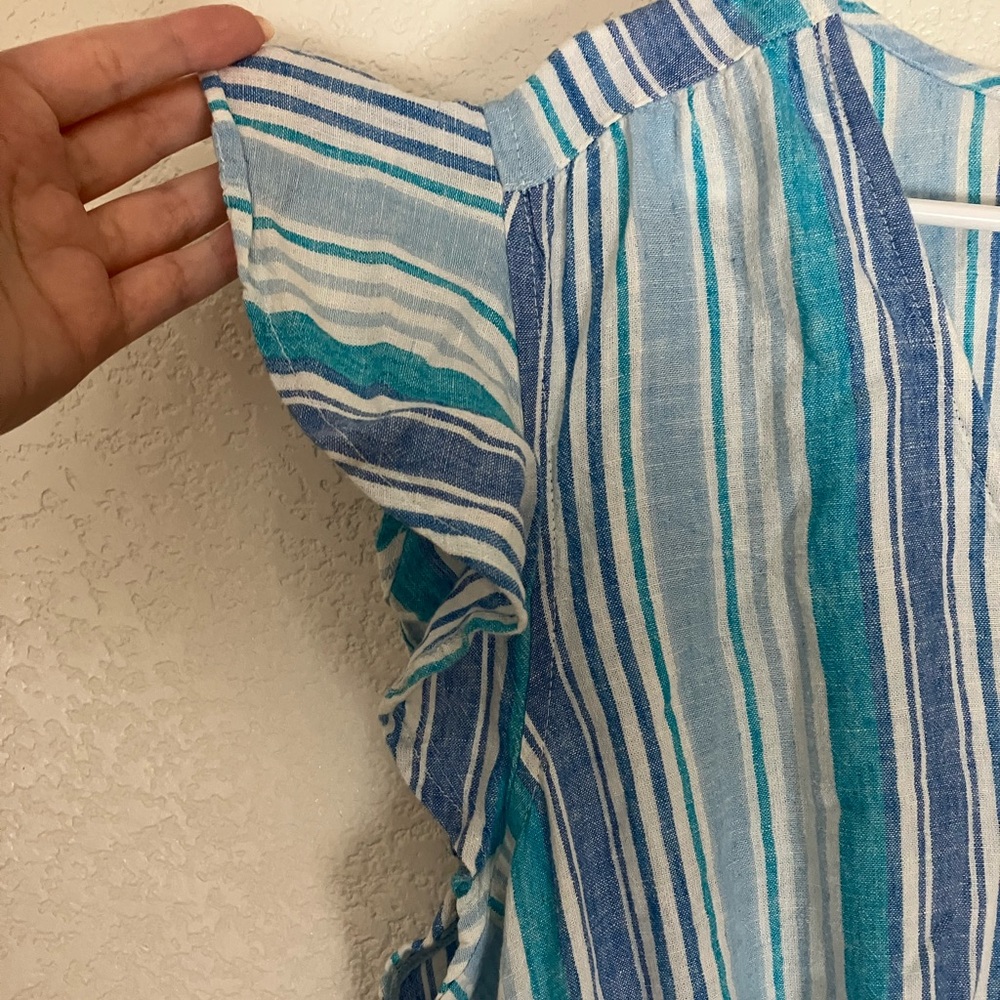 Time & Tru linen striped button down dress size L new with tags - Picture 3 of 4
